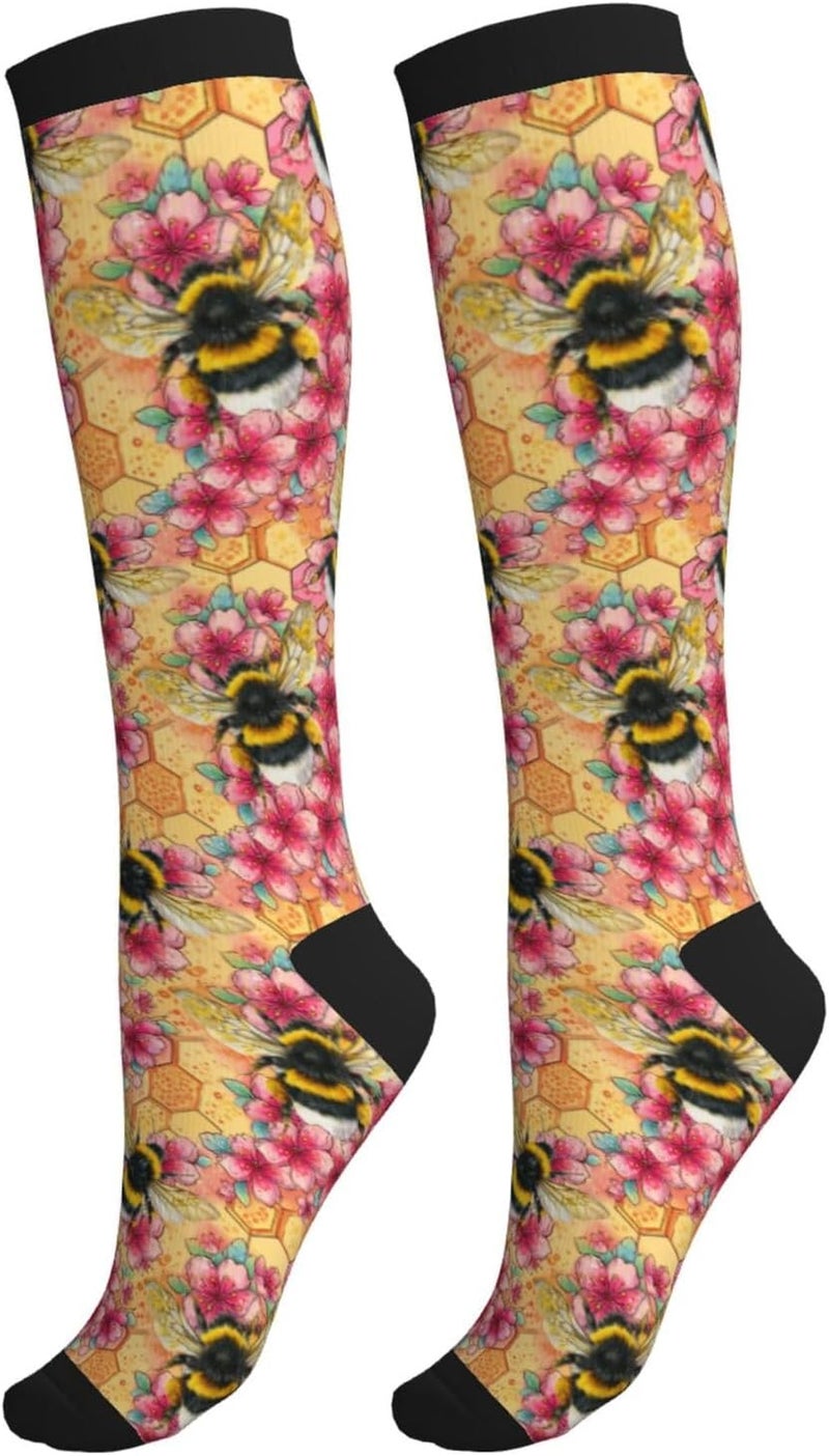 thmnj Compression Socks Knee High Support Socks for Women Men Circulation Stockings for Athletic Running Cycling Flying - Image 1
